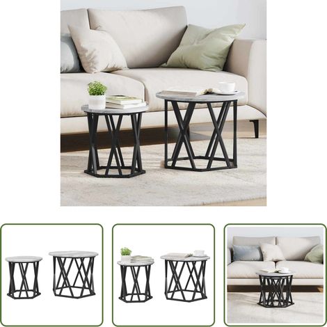 Table d'appoint moderne - Table d'appoint 2 pcs Gris Sonoma Bois d'ingénierie et acier (1/5)
