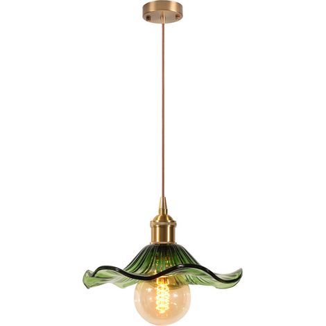 Plafonnier D'Intérieur Vintage Suspension Luminaire En Verre Lustre Rétro Suspension Moderne En Verre Pour Salon, Chambre, Couloir Vert (1/5)