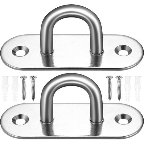 Crochets de plafond en acier inoxydable, 2 crochets pour balançoire jusqu'à 250 kg, support pour hamac, fixation pour sac de frappe, support de plafond suspendu, chaise suspendue, hamac, sac de frappe (1/5)