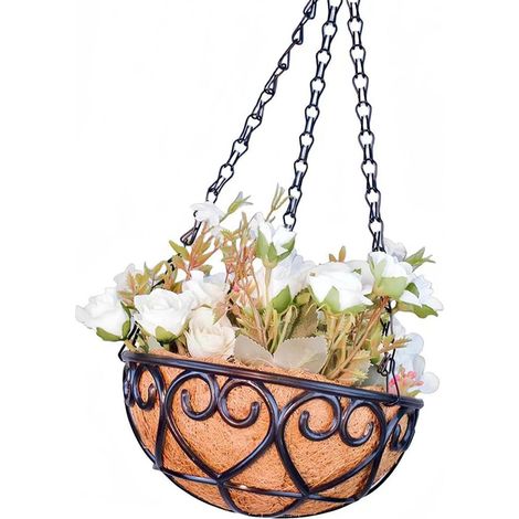 Pot de fleurs en osier, jardinière suspendue, panier suspendu pour l'intérieur et l'extérieur (1/5)