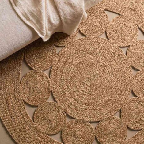Tapis en jute rond forme fleur 100cm (1/5)