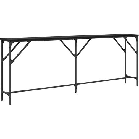 Table console，Table d'appoint，Bout de canapé，Meuble d'entrée Chêne noir 200 x 29 x 75 cm