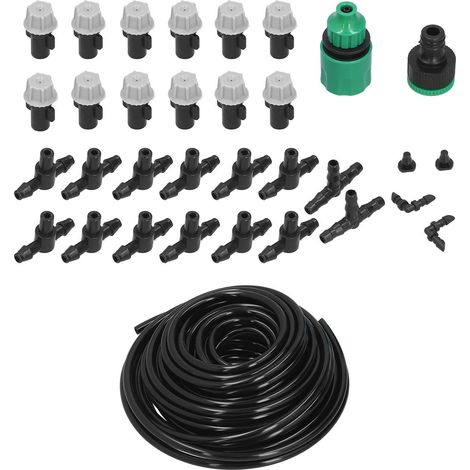 Kit d'irrigation avec tuyau de 10 m, arroseur automatique sans perçage et buse de pulvérisation pour jardin (1/5)