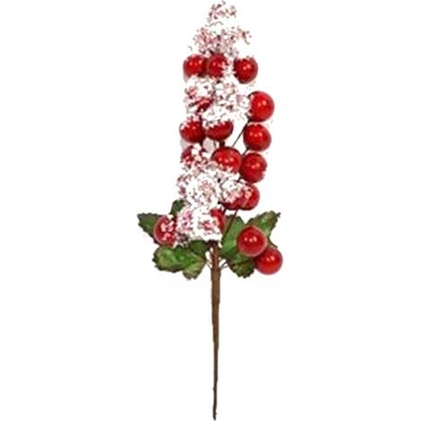 Decorazioni natalizie addobbi per Albero di Natale Pick innevato con bacche rosse regalo ghirlande casa negozi vetrine cm 19 - PEZZI: 6 PEZZI (1/4)