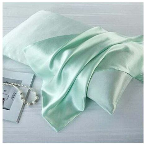 Taie d'oreiller en soie de mûrier naturelle, Soie, vert clair, Standard 50x75cm