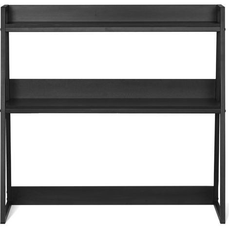 Mophorn Étagère de bureau, organiseur de rangement à 2 niveaux. 95 x 32 x 89 cm, avec coussinets antidérapants. Pour bureau, maison et dortoir, noir (1/5)