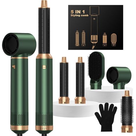 Airbrush 5 en 1 Hair Styler 1000W Air Styler 5 en 1 Seche Cheveux Seche Cheveux Ionique, Boucleur Automatique, Brosse Soufflante, Brosse Lissante, Seche Cheveux 5 en 1 pour Sécher, Boucler (1/5)