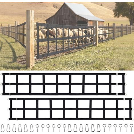 Lot de 2 Protections d'écurie pour Chevaux, 300 x 50 cm Protège-Stalles pour Chevaux Réglables avec Sangles et Crochets, pour Écuries Granges Fermes d'élevage et Clôtures (1/5)