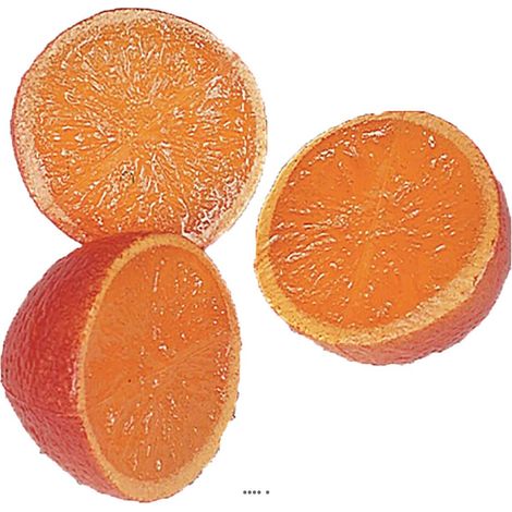 Demi Orange artificielle luxe en lot de 3 en Plastique soufflé D 65 mm (1/3)