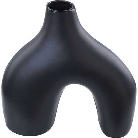 Vase Décoratif Noir en Porcelaine 30 cm de Forme Abstraite Amphore Minimaliste Lamia