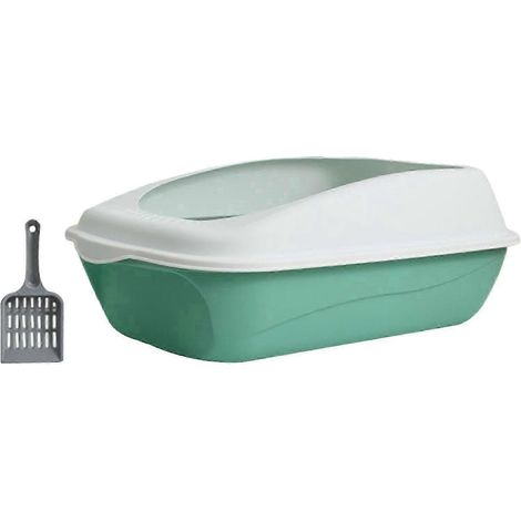 Katzentoilette mit Schaufel für Katzen, kleine Hunde, leicht zu reinigen, große Schüsseln, Haustierbedarf, Katzenklo für Wohnungskatzen-Green (1/5)
