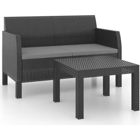 Salon de jardin 2 pcs avec coussins PP Anthracite 3 (1/5)