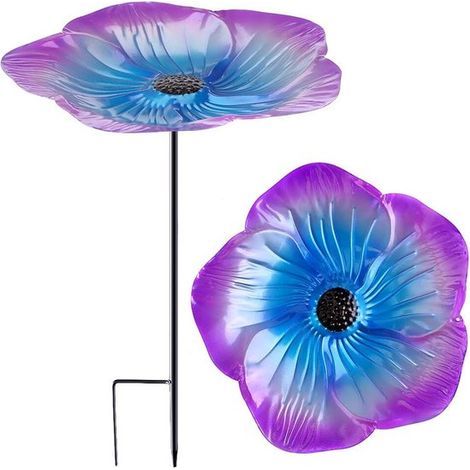Vogeltränke – 24 x 24 x 50 cm – Lila – Vogelfutterhaus – Blumenmuster (1/5)