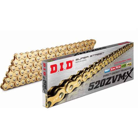 DID 520ZVMXG&G-120 CADENA DE ORO / ORO (120 ESLABONES) ANILLO EN X (ABIERTO + FINAL)