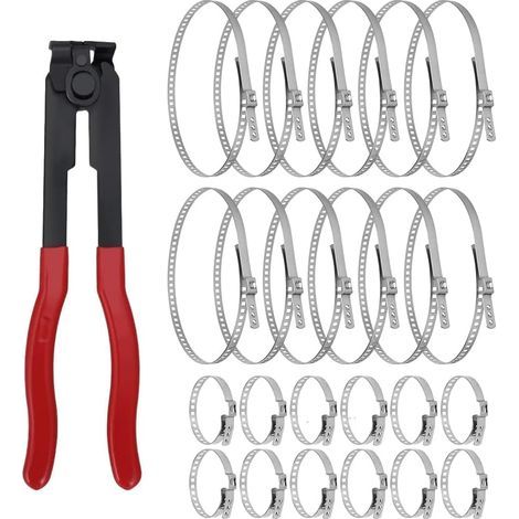 12 Pcs Car/ATV Hose Clamps,Cardan Shaft CV Joint Clamp Hose Clamp with 2 Tools,10 Crimping Bands (1/5)