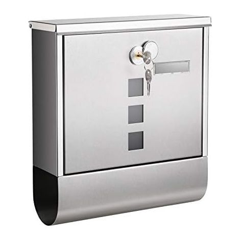 Wall Mounted Mailbox, with Covered Lock, Viewing Windows, Name Slot, Newspaper Roll, Easy to Install, Silver GMB020S02 (1/5)