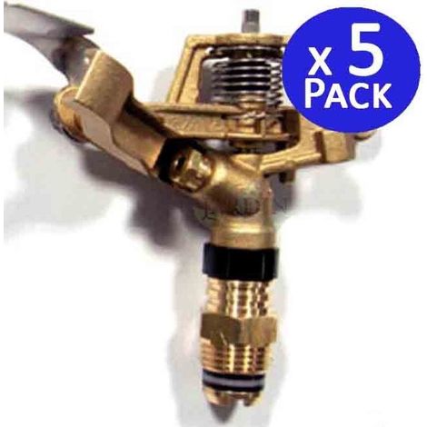 Pack 5 Aspersores Latón Circular 24º 1/2", Alcance 9 a 14 m, Riego Profesional