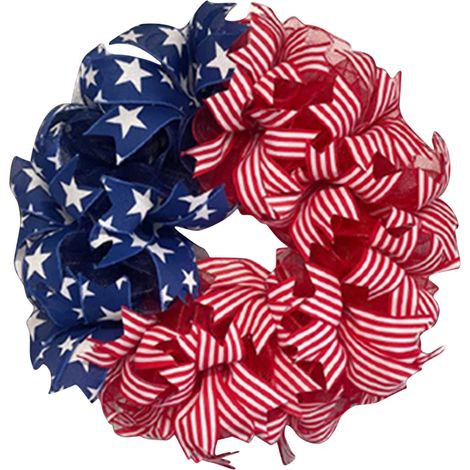 Guirlande Patriotique - Couronne Porte 4 Juillet - Décor Extérieur Résistant Aux Intempéries - Rouge Blanc Bleu - 1 Pièce (1/5)