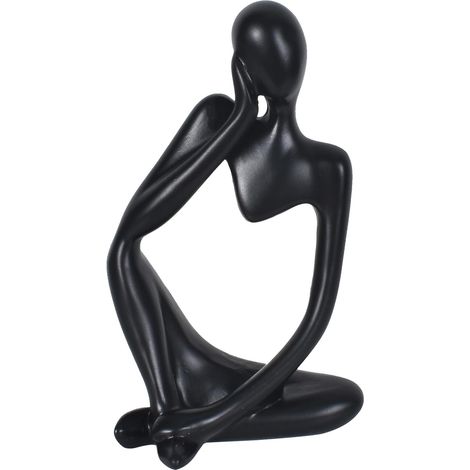 Estatua minimalista de pensador - Esculturas abstractas de resina - Figura decorativa moderna - Elegante decoración de interiores para sala de estar, oficina y dormitorio (Negro) (1/5)