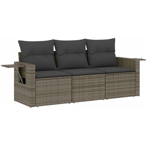 Maison Exclusive - 3-tlg. Garten-Sofagarnitur mit Kissen Grau Pol