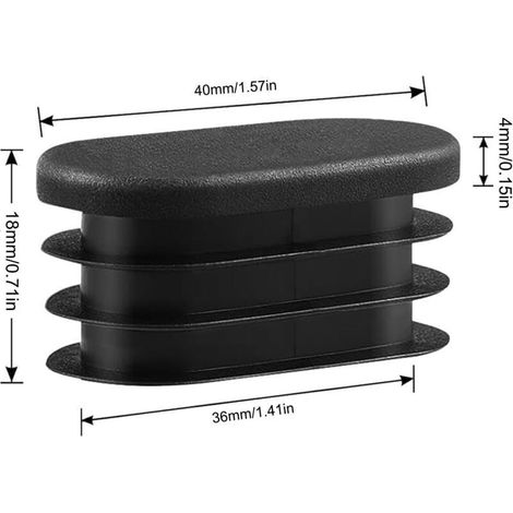 10 Pièces Bouchon Pied de Chaise, Bouchon Pied de Chaise Ovales, Embout Pied de Chaise Ovales en Plastique 20x40mm, Antidérapants et Résistants, Noir (1/5)