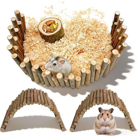 Hamster Fence Set of 3 Wooden Hamster Fence 50 cm Foldable Toy Wicker Rodent Fence for Guinea Pig, Gerbil, Chinchilla, Rabbit (23 x 12 cm) (1/5)