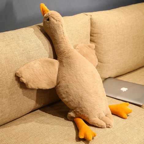 Peluche oie blanche géante, oreiller de sommeil ventrale, coussin peluche mignon pour canapé, nouveau produit tendance (1/4)