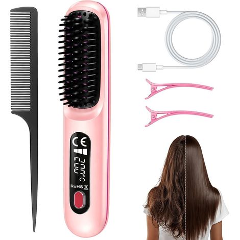 Brosse Lissante Sans Fil Brosse Chauffante Cheveux Court (1/5)