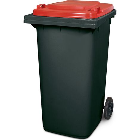 BRB 240 Liter MGB, Mülltonne Abfalltonne, grau mit farbigem Deckel (grau/rot) (1/2)