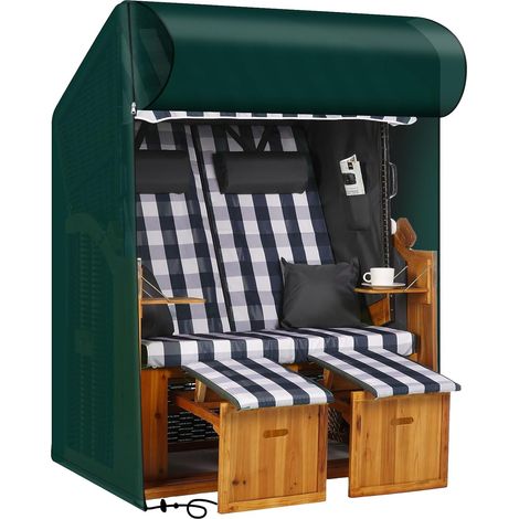 Strandkorbhülle Wasserdicht, Winddicht, UV-beständig, Reißfest Aufgewertete PE-Gewebeabdeckung für Strandkorb, DHBCC135-0GR ((135x105x175/140cm), Grün (1/5)