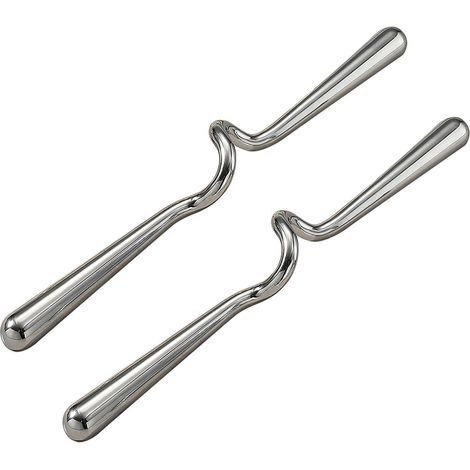 JSSEVN - 2 pieces Zinc Alloy Drawer Handles for Cupboards, Wavy Profile Pull Door Knobs, Cabinet Bar (Hole spacing 192mm, chrome) (1/5)