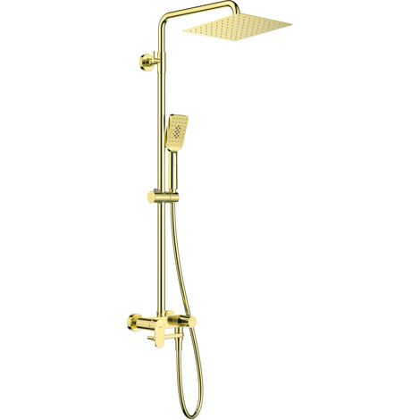 Colonne de douche avec mitigeur de baignoire et bec mobile en finition dorée - Montain