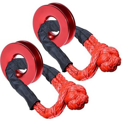 Cuerda de cabrestante sintética con grillete de 2 x 1/2 pulgada + anillo de recuperación