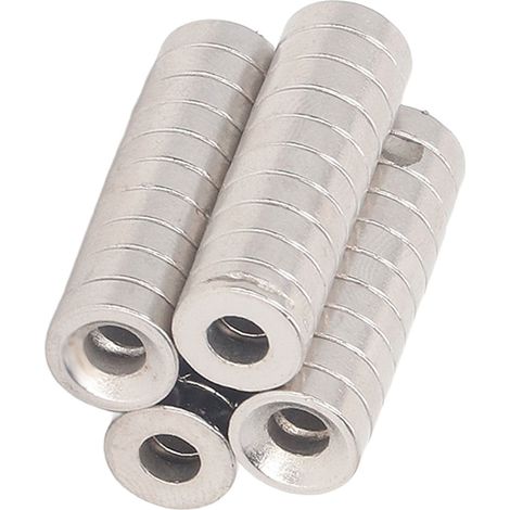 Lot de 40 aimants néodyme (8 x 3 mm, trou de 3 mm) puissants, idéaux pour les loisirs créatifs, les expériences scientifiques, le bricolage et comme aimants pour réfrigérateur. Aimants ronds et percés (1/5)