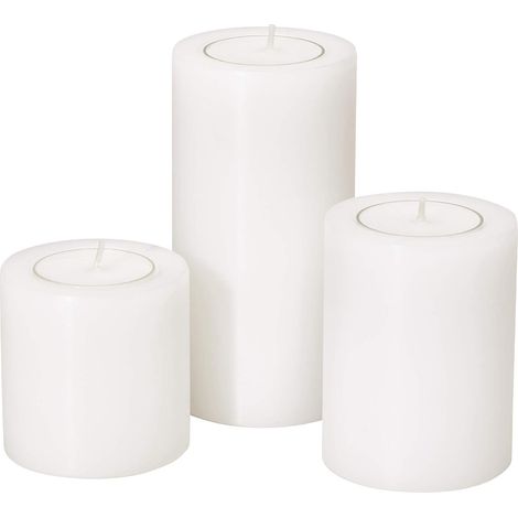 Photophore Cornelius Lot de 3 H 6/8/10 cm Ø 6 cm Blanc (1/5)