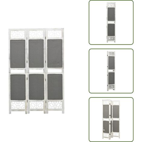 Cloison de séparation 3 panneaux Gris 105x165 cm Tissu - Cloison De Séparation - Brise Vue - Paravent - Cloison Amovible - Décoration Intérieur