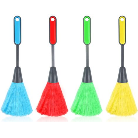 Lot de 4 brosses de nettoyage pour clavier d'ordinateur, plumeau en laine, mini plumeau avec poignée, plumeau à main en microfibre (1/5)