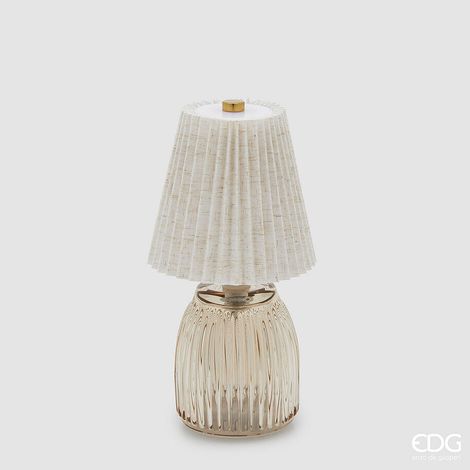 EDG Enzo De Gasperi Lampada da Tavolo Plisse con Led H 22 Cm D 11,5 Cm IP 20 Sand Scatola Regalo
