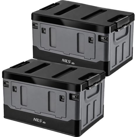 Foldable Transport Box 38L, Grey-Black, PP Material, 2-Pack (1/5)