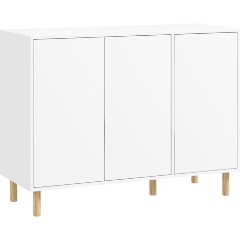 Crédence moderne avec 2 armoires à 3 étagères en bois, 107x40x80 cm, blanc (1/5)