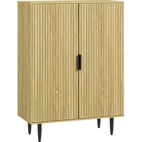 Beyamis Schuhregal für 15 Paar Schuhe, Eingangsschuhregal mit 4 verstellbaren Ablagen und Metallbeinen, 80 x 38 x 110 cm, Eiche
