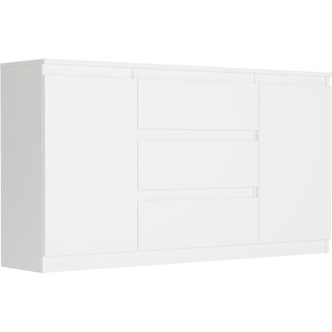 Kommode mit Schubladen und Schränken Weiß, 140 x 40 x 76 cm - Modern R140S3