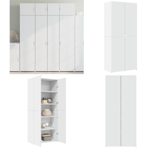 Highboard Weiß 80x42,5x185 cm Holzwerkstoff - Holzwerkstoff Schrank - Stauraum (1/5)
