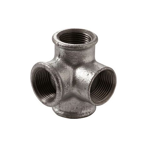 223 - Raccordo gomito Tee 4 vie 3/4" in ghisa zincata 22305004