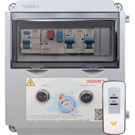 Cuadro Eléctrico para Piscina Transformador 60W para Clorador y Mando 1CV