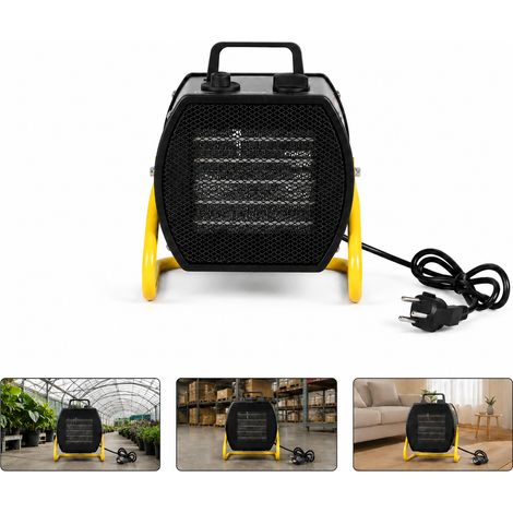 TolleTour Termoventilatore 2000W, riscaldatore da cantiere 3 modalità con termostato, officina garage, Giallo (1/5)