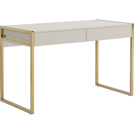 Scrivania con 2 cassetti MDF e Metallo Beige e Dorato - MASON di PASCAL MORABITO
