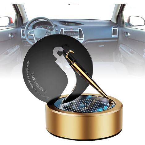 Diffuseur d'arôme rotatif solaire pour voiture, ornement décoratif cadeau or champagne, citron, 1 pastille et 1 flacon d'huile essentielle inclus (1/5)
