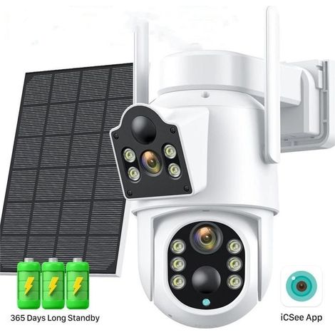 Caméra de surveillance extérieure sans fil - PRUMYA - 8MP Dual-lens - Batterie 7800mAh - Détection IA - Vision nocturne couleur
