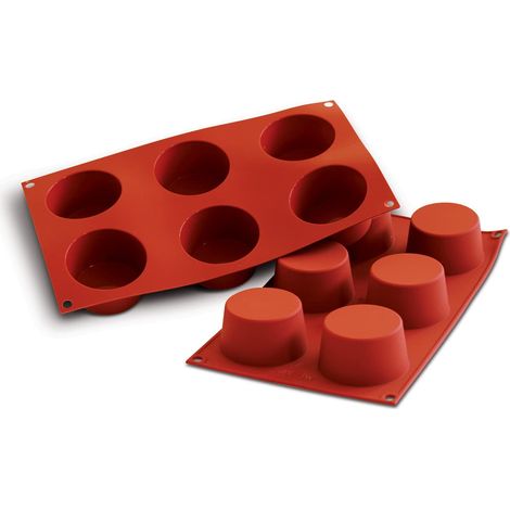 Silikomart SF102 Stampo in Silicone per Monoporzioni MUFFIN, Antiaderente, 6 Cavità, Confezione da 1 Stampo per Dolci